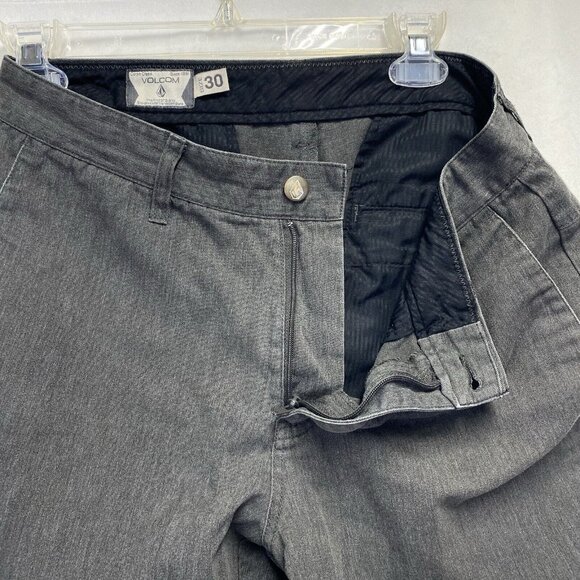 Volcom Corpo Class Casual Chino Shorts Men Size 30 Charcoal Slash Pockets Used - Picture 11 of 16